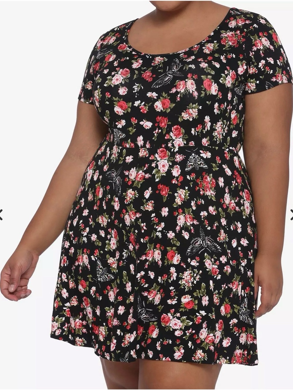 Hot Topic Moth & Rose Strappy Skater Dress 2x